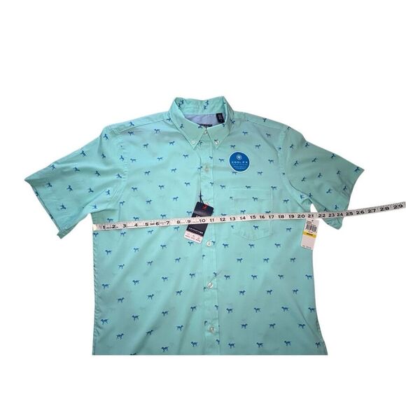 NWT IZOD Performance Cool mint green button down shirt with dog motif - M - Picture 5 of 6